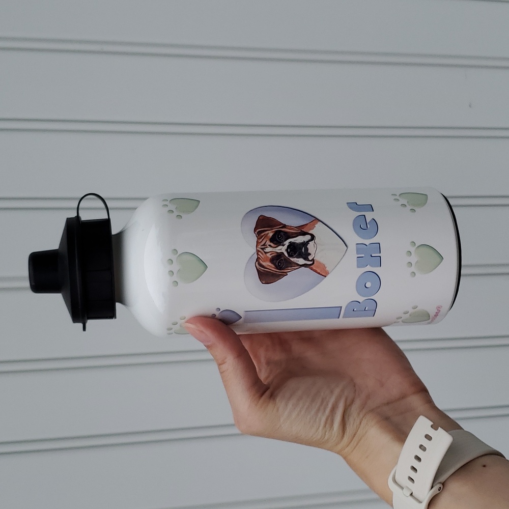 New Boxer Dog Metal Travel Water Bottle I love Gotta Love Boxer